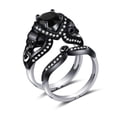 thumbnail image 1 of Womens Skull Ring With Crossbones Diamond Inlay Design Punk Retro Gold Plated Jewelry Urban Punk Style Accents, 1 of 2