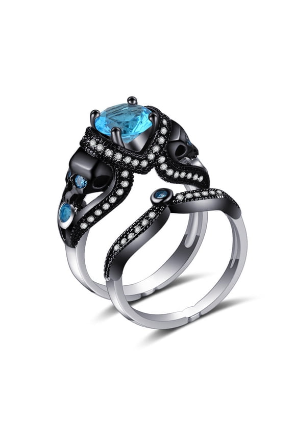 Womens Skull Ring With Crossbones Diamond Inlay Design Punk Retro Gold Plated Jewelry Urban Punk Style Accents