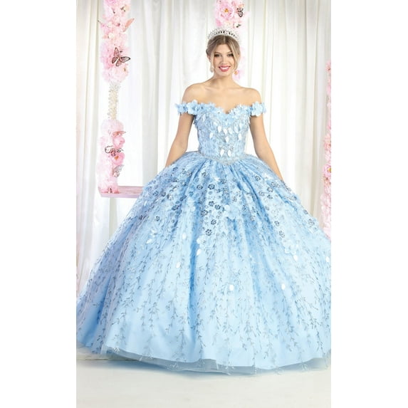 Womens Sky Blue Prom Sweet 16 Quince Party Long Sweetheart Off Shoulder Ball Gown Plus Size Dress