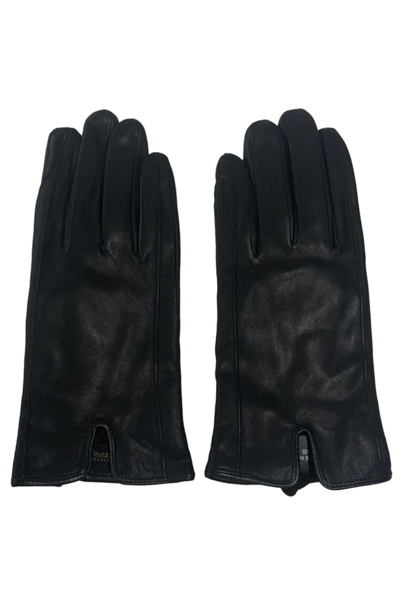 Womens Sleek Black Leather Gloves Lightweight Insulation X-Large