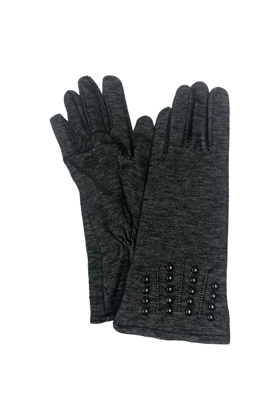Womens Sleek Soft Black Speckled Studded Gloves