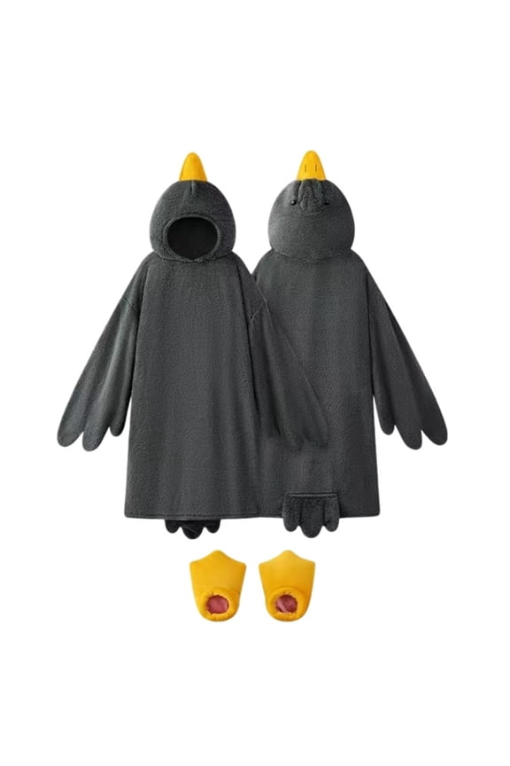 Womens Sleep Hoodie Oversized Fleece Long Sleeve Hooded Wearable Blanket Nightgowns for Women Gray L