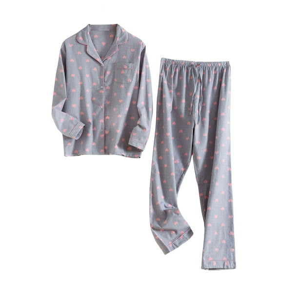 Womens Sleep Sets, Hugcore Women Flannel Pajamas Set Brushed Button Tops Pants Cozy Warm Winter Sleepwear Loungewear Pj Sets for Woman Sky Blue, 2XL