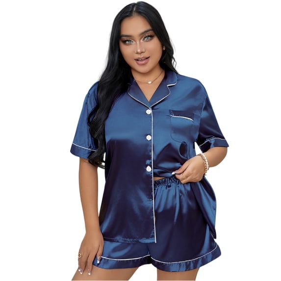 Womens Sleep Shirts, Maternity Comfortable Pajamas Breathable Loungewear Set Oversized Sleepwear Plus Valentine Pajama Gifts Holiday Women Size Christmas Lounge Sets Elastic Blue 3Xl