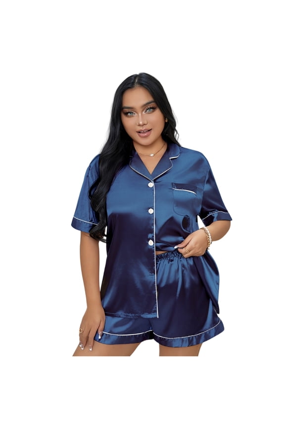 Womens Sleep Shirts, Maternity Comfortable Pajamas Breathable Loungewear Set Oversized Sleepwear Plus Valentine Pajama Gifts Holiday Women Size Christmas Lounge Sets Elastic Blue 3Xl