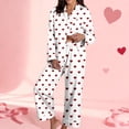 thumbnail image 1 of Women's Soft Comfy 15 Piece Valentines Pajama Set Heart Print Long Sleeve Button-up Lapel Valentines Shirt Pants Matching Pjs Sets Loungewear, 1 of 6
