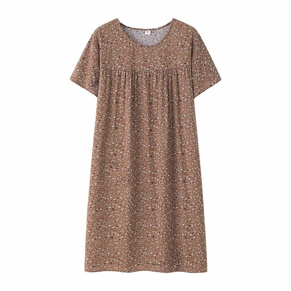 Womens Sleepwear Short Sleeve Nightgown Soft Sleepshirt Pleated Nightshirt Scoopneck Casual Loungewear