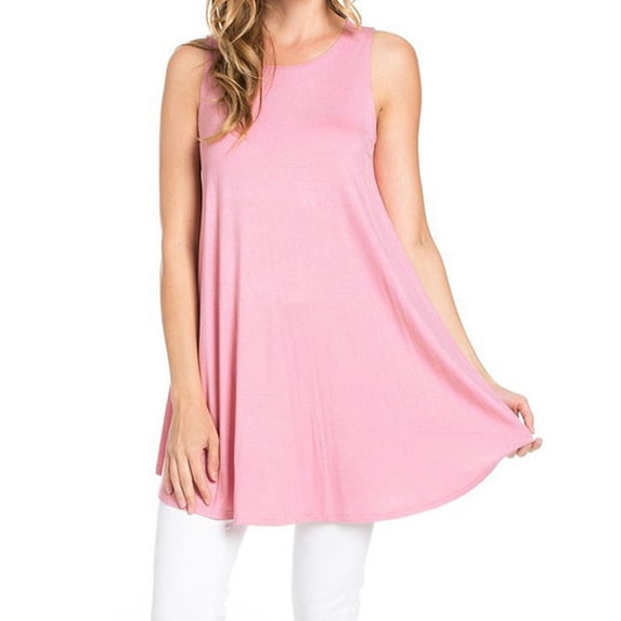 Womens Sleeveless A-line Tank Tunic Top