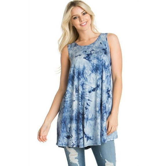 Womens Sleeveless A-line Tank Tunic Top