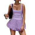 thumbnail image 1 of Womens Sleeveless Backless Pleated Bubble Ruffle Hemline Bodycon A Line Dress, 1 of 20