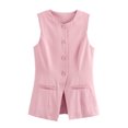 thumbnail image 1 of Womens Sleeveless Business Dressy Suit Vest Waistcoats Round Neck Solid Color Button Down Vest Tops, 1 of 3