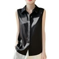 thumbnail image 1 of Womens Sleeveless Button Down Shirt Classic Collared Blouse Basic Tank Tops Work Office Chiffon Tops Solid Tees, 1 of 3