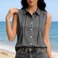 thumbnail image 1 of Womens Sleeveless Button Down Shirts Summer Casual Collared V Neck Blouse Loose Fit Work Tops Work Blouses For Women, 1 of 7