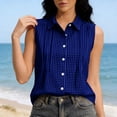thumbnail image 1 of Womens Sleeveless Button Down Shirts Summer Casual Collared V Neck Blouse Loose Fit Work Tops Work Blouses For Women, 1 of 7