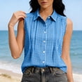 thumbnail image 1 of Womens Sleeveless Button Down Shirts Summer Casual Collared V Neck Blouse Loose Fit Work Tops Work Blouses For Women, 1 of 7