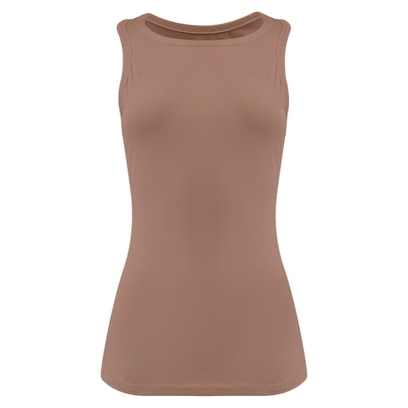 Womens Sleeveless Crew Neck Tank Tops Fashion Summer Casual Basic Slim Fit Racerback Top Shirt Blouses