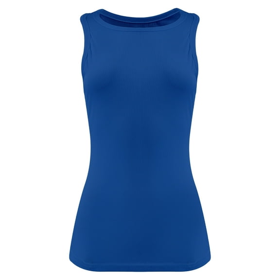 Womens Sleeveless Crew Neck Tank Tops Fashion Summer Casual Basic Slim Fit Racerback Top Shirt Blouses