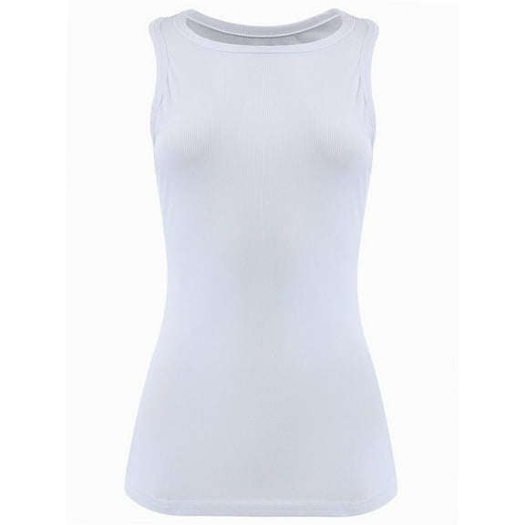 Womens Sleeveless Crew Neck Tank Tops Fashion Summer Casual Basic Slim Fit Racerback Top Shirt Blouses