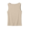 thumbnail image 1 of Womens Sleeveless Crewneck Ribbed Tank Tops Casual Basic Summer Top Slim Fitted Racerback Shirts Beige 2XL, 1 of 5