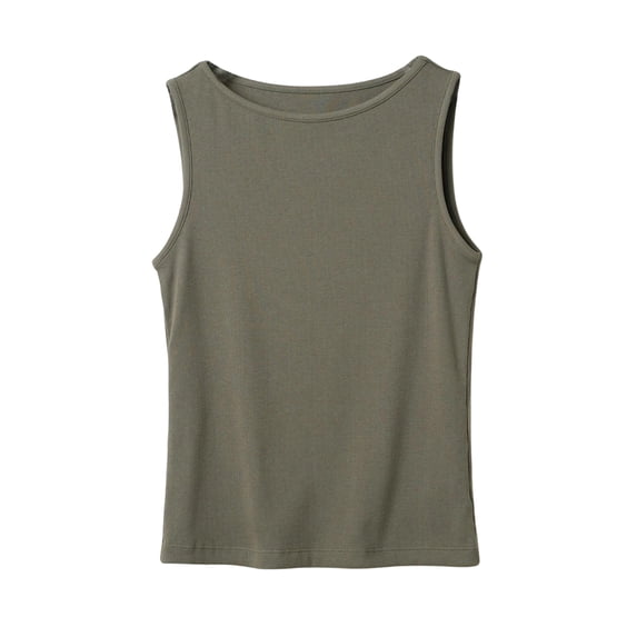 Womens Sleeveless Crewneck Ribbed Tank Tops Casual Basic Summer Top Slim Fitted Racerback Shirts Green XL