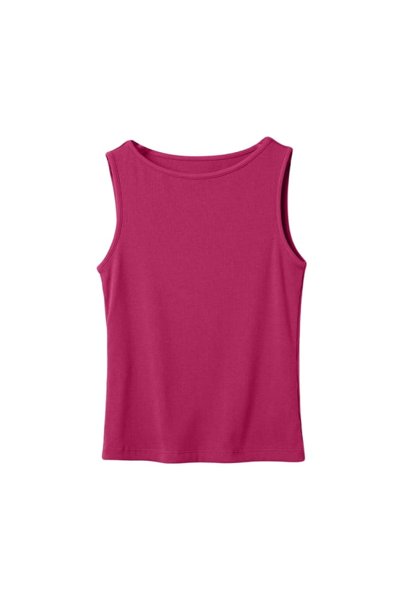 Womens Sleeveless Crewneck Ribbed Tank Tops Casual Basic Summer Top Slim Fitted Racerback Shirts Pink M