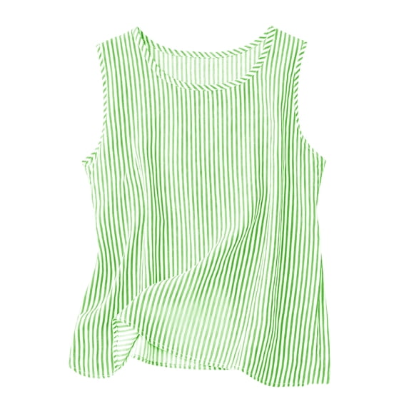Womens Sleeveless Crewneck Striped Tank Tops Casual Basic Summer Top Loose Fit Business Causal Work Shirts