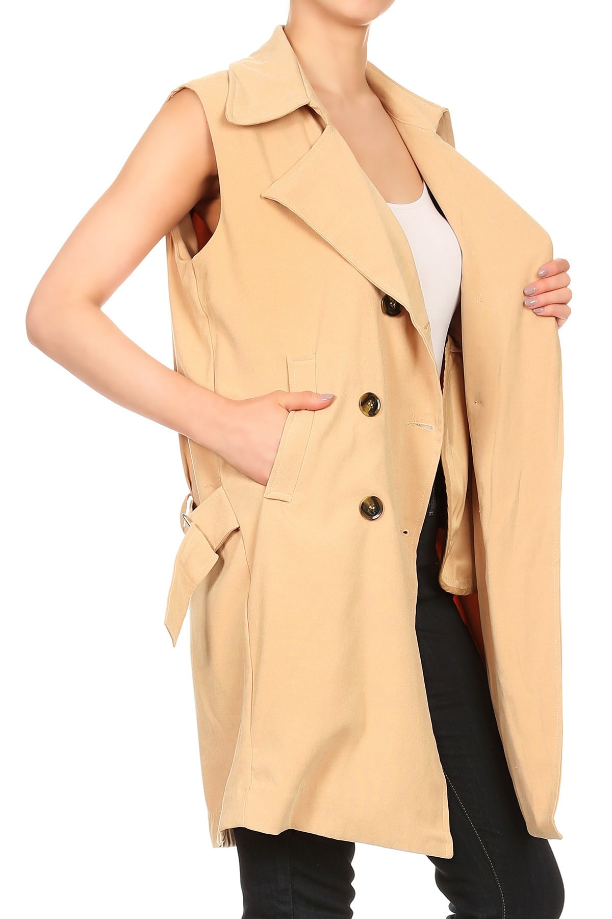 Overcoat Gilet Long Camel Latest Sleeveless Long Coats For Ladies