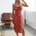 thumbnail image 1 of Womens Sleeveless Dresses Plus Size Square-Neck Camis Summer Casual Print Long Dress Red XXL, 1 of 6