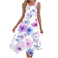 thumbnail image 1 of Womens Sleeveless Floral Dress Summer Casual Sundress Handkerchief Hem A Line Swing Beach Midi Dress, 1 of 7