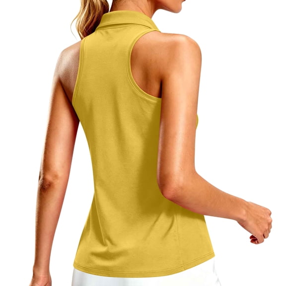 Womens Sleeveless Golf Shirts 1/4 Zip Tennis Tops Racerback Summer Collared Athletic Workout T-Shirts Heathered Quick Dry
