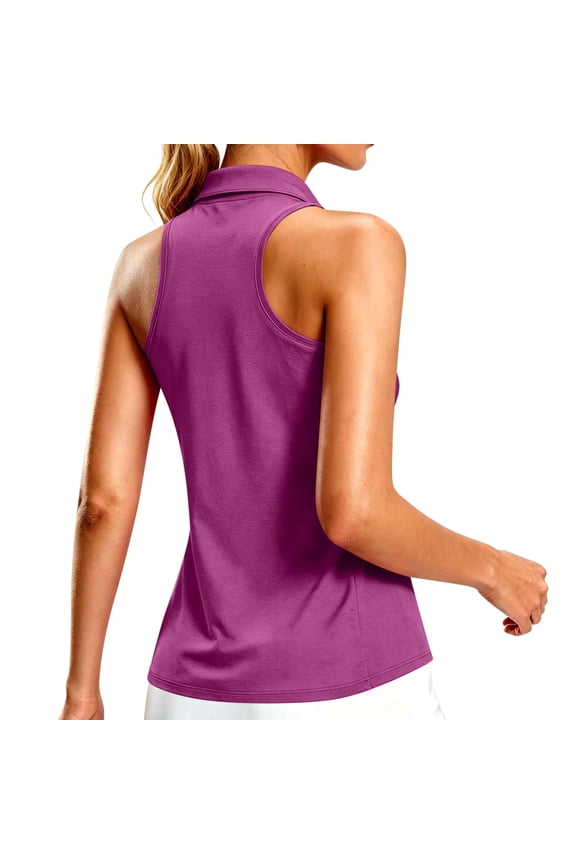 Womens Sleeveless Golf Shirts 1/4 Zip Tennis Tops Racerback Summer Collared Athletic Workout T-Shirts Heathered Quick Dry