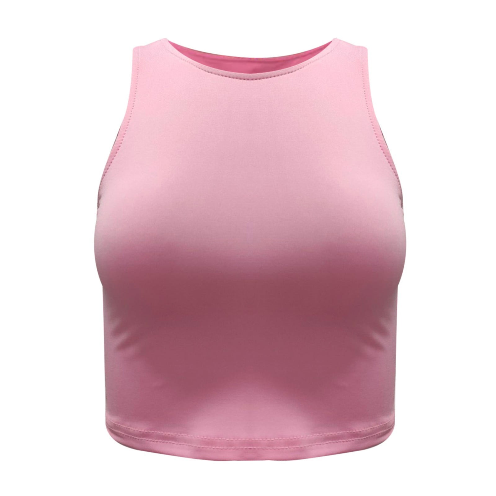 Womens Sleeveless High Neck Racerback Cropped Tank Tops Trendy Cute