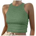 thumbnail image 1 of Womens Sleeveless High Neck Racerback Ribbed Knit Fitted Basic Y2k Cropped Tank Top, 1 of 7