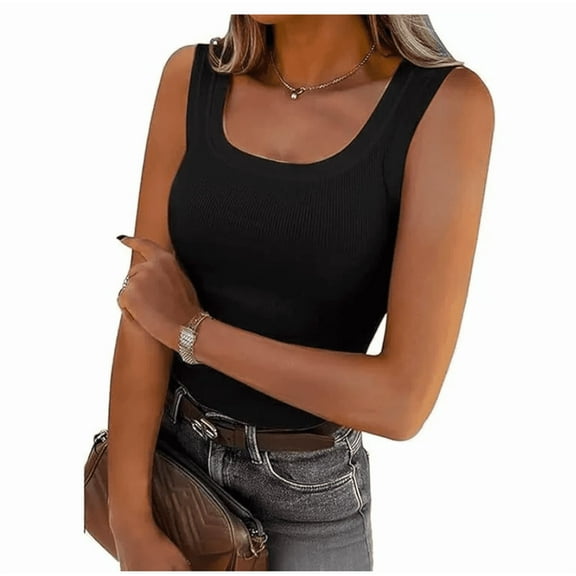 Womens Sleeveless High Neck Tank Tops Fashion Summer Casual Basic Slim Fit Ribbed Racerback Top Shirt Clothes
