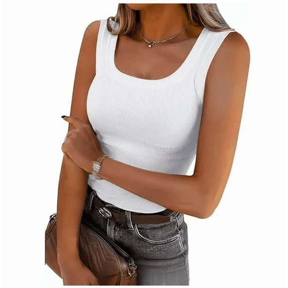 Womens Sleeveless High Neck Tank Tops Fashion Summer Casual Basic Slim Fit Ribbed Racerback Top Shirt Clothes