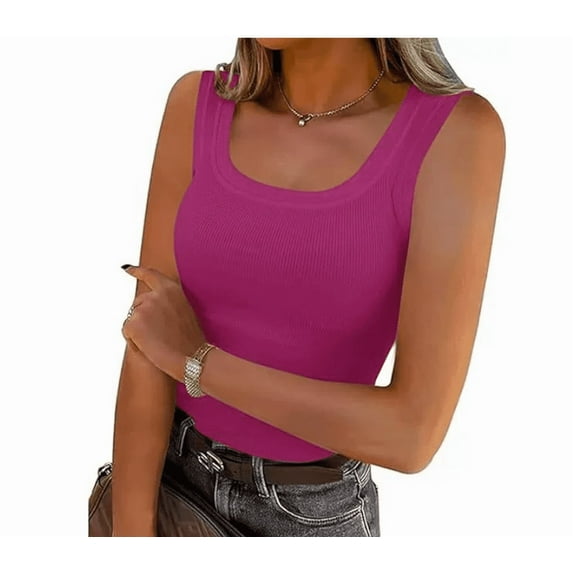 Womens Sleeveless High Neck Tank Tops Fashion Summer Casual Basic Slim Fit Ribbed Racerback Top Shirt Clothes