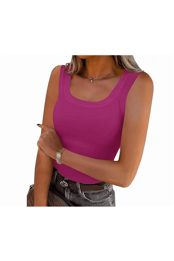 Womens Sleeveless High Neck Tank Tops Fashion Summer Casual Basic Slim Fit Ribbed Racerback Top Shirt Clothes