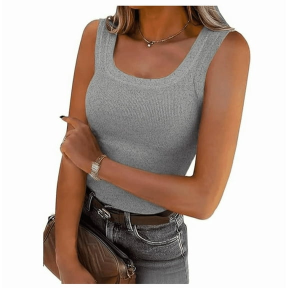 Womens Sleeveless High Neck Tank Tops Fashion Summer Casual Basic Slim Fit Ribbed Racerback Top Shirt Clothes