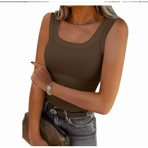 Womens Sleeveless High Neck Tank Tops Fashion Summer Casual Basic Slim Fit Ribbed Racerback Top Shirt Clothes