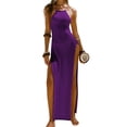 thumbnail image 1 of Womens Sleeveless Knit Beach Dress Spaghetti Strap Backless Maxi Gown Vacation Summer Slip Dress S, 1 of 10