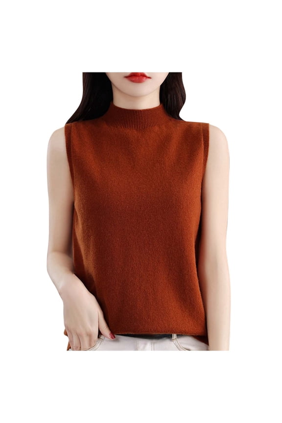 Womens Sleeveless Knit Vest Half High Neck Pullover Thin Blouse Vest Solid Color Loose Fit for Date Nights and Coffee Outings Comfortable Yet Stylish