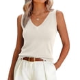 thumbnail image 1 of Womens Sleeveless Knit Vest Tops 2026 Summer Casual V Neck Sweater Vest Going Out Tops Trendy,White M, 1 of 6
