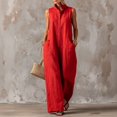 thumbnail image 1 of Womens Sleeveless Linen Jumpsuit Casual Loose Fit Wide Leg One Piece Outfit with Pockets, XL, 1 of 4