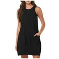 thumbnail image 1 of Womens Sleeveless Mini Tank Dress Casual Workout Sport Tennis Athletic with 2 Pockets, 1 of 5