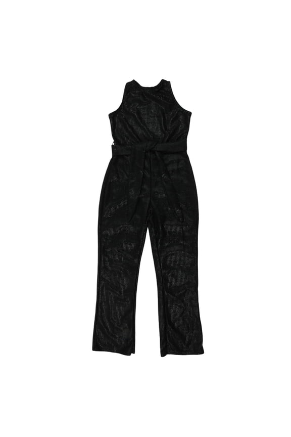 Womens Sleeveless Open Back Long Jumpsuits Glitter Sequins Wide Leg Belted High Waist Romper Cocktail Overall