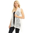 thumbnail image 1 of Womens Sleeveless Open Front Crochet Shawl Cardigan Bikini Cover Up, 1 of 4