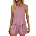 thumbnail image 1 of Womens Sleeveless Pajamas Set Cotton Pj Sets Tank Top and Shorts Sleepwear Summer 2 Piece Hot Pink, 1 of 5
