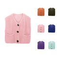 thumbnail image 1 of Womens Sleeveless Pullover Vest Cozy Knit for Fall and Winter Clothing Women's Sleeveless Knit Cardigan Vest With Pockets And Buttons Solid Color Short Style, 1 of 8