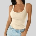 thumbnail image 1 of Womens Sleeveless Racerback High Crewneck Spaghetti Strap Ribbed Tank Tops Ribbed Cotton Razprback Tank Top Crewneck Top Tank Women(Size:L), 1 of 5