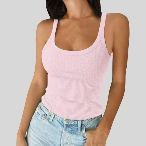 Womens Sleeveless Racerback High Crewneck Spaghetti Strap Ribbed Tank Tops Ribbed Cotton Razprback Tank Top Crewneck Top Tank Women(Size:XL)